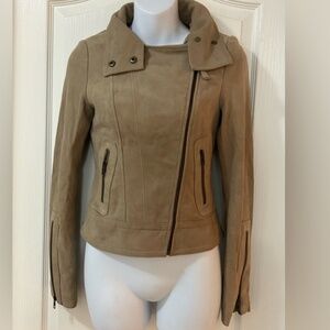 Mackage  Suede Motor Jacket Beige / Tan  - Size XXS - New without Tags